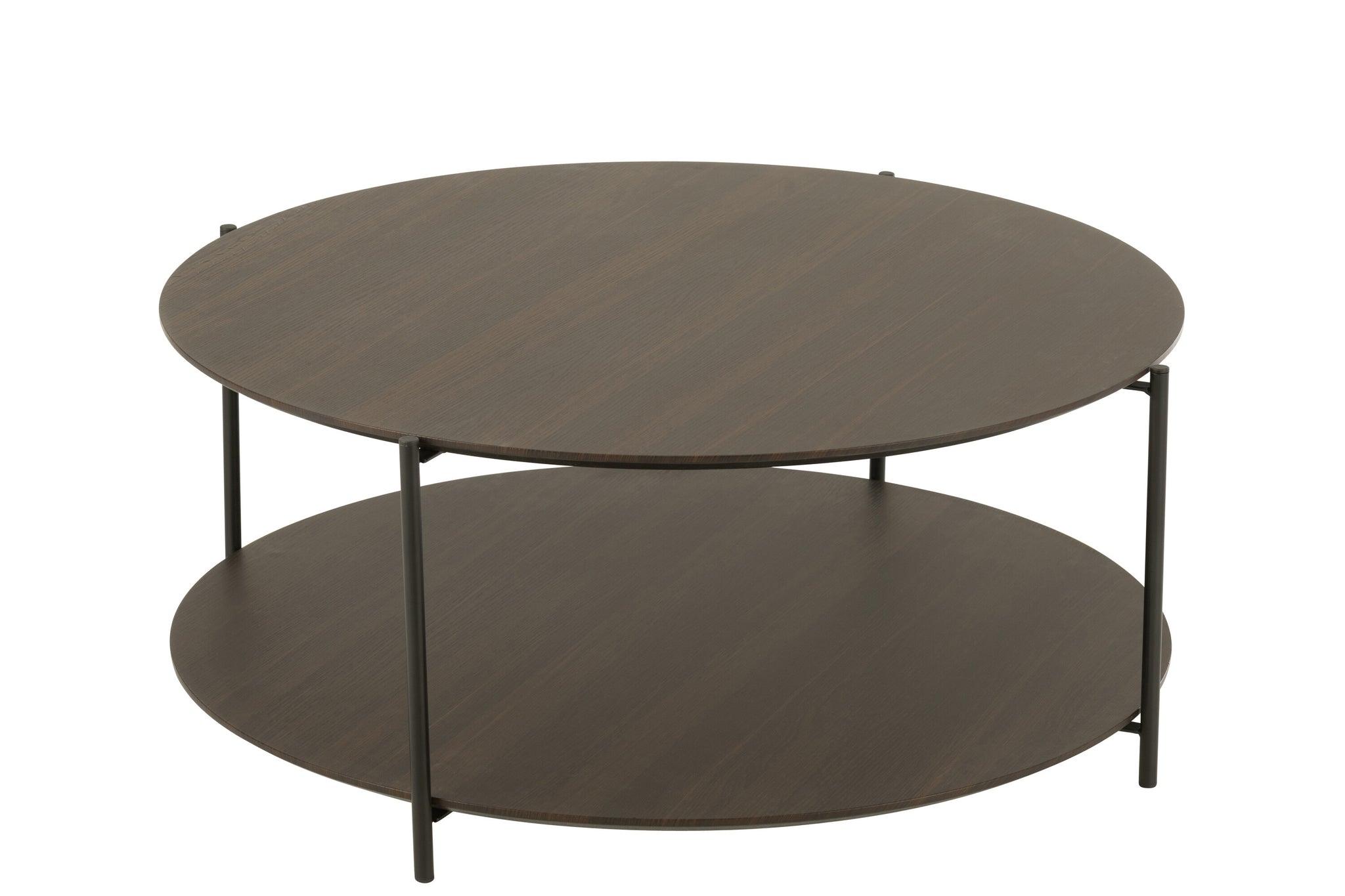 Runder Couchtisch aus MDF/Metall, dunkelbraun, klein