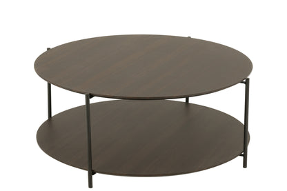 Runder Couchtisch aus MDF/Metall, dunkelbraun, klein
