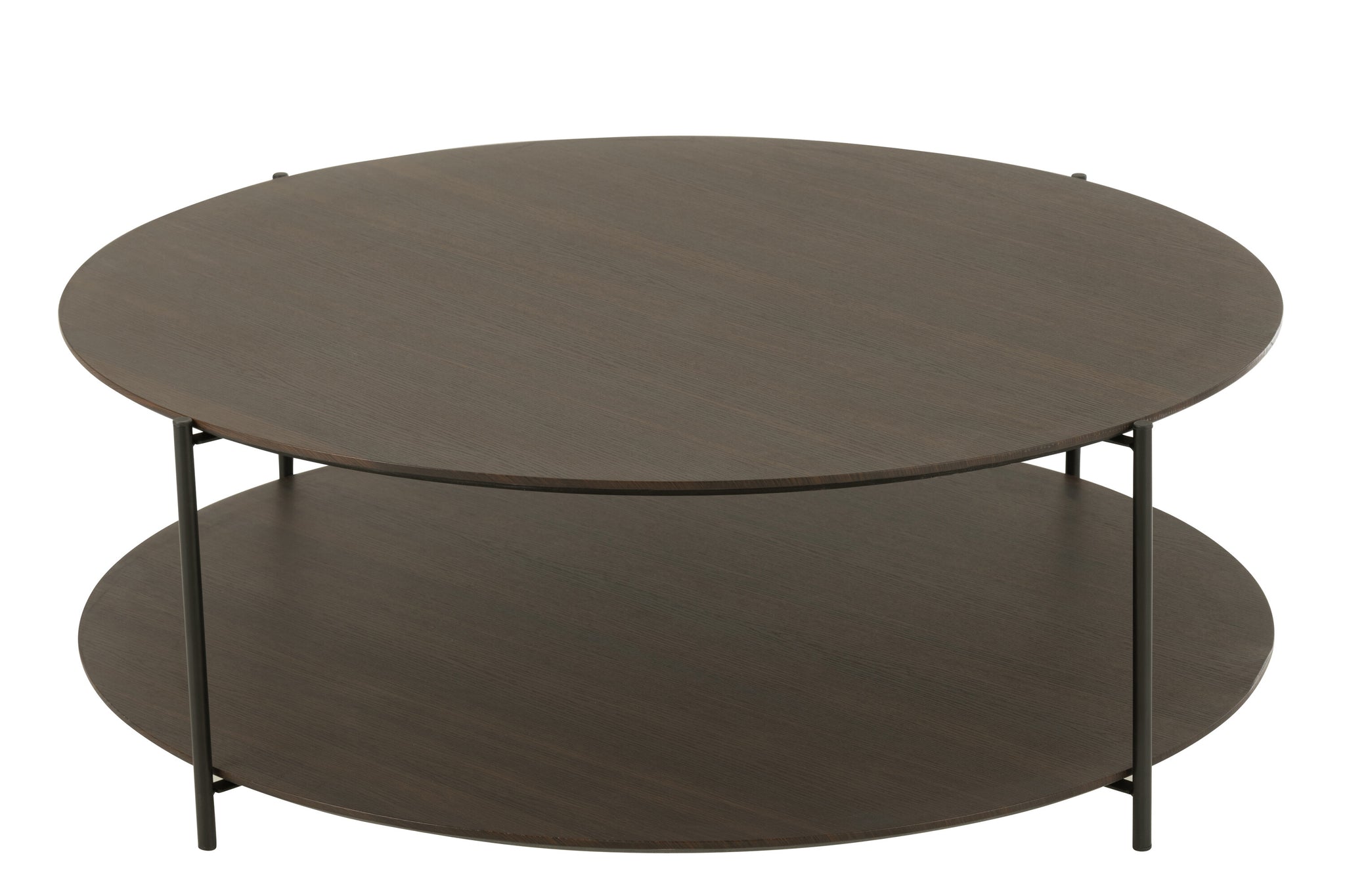 Großer runder Couchtisch aus MDF/Metall, dunkelbraun
