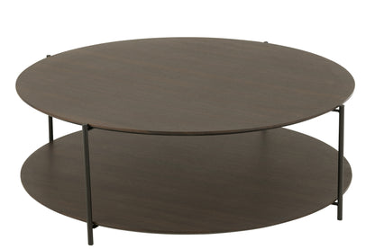 Coffee Table Round Mdf/Metal Dark Brown Large