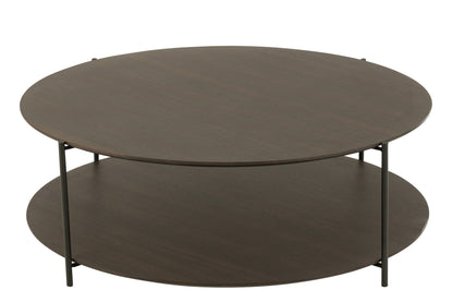 Coffee Table Round Mdf/Metal Dark Brown Large