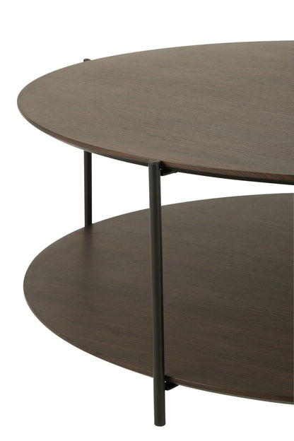 Coffee Table Round Mdf/Metal Dark Brown Large