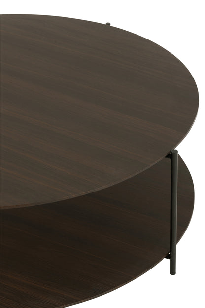 Coffee Table Round Mdf/Metal Dark Brown Large