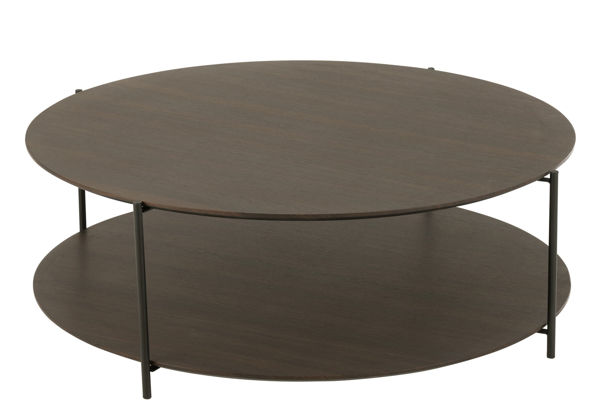 Großer runder Couchtisch aus MDF/Metall, dunkelbraun