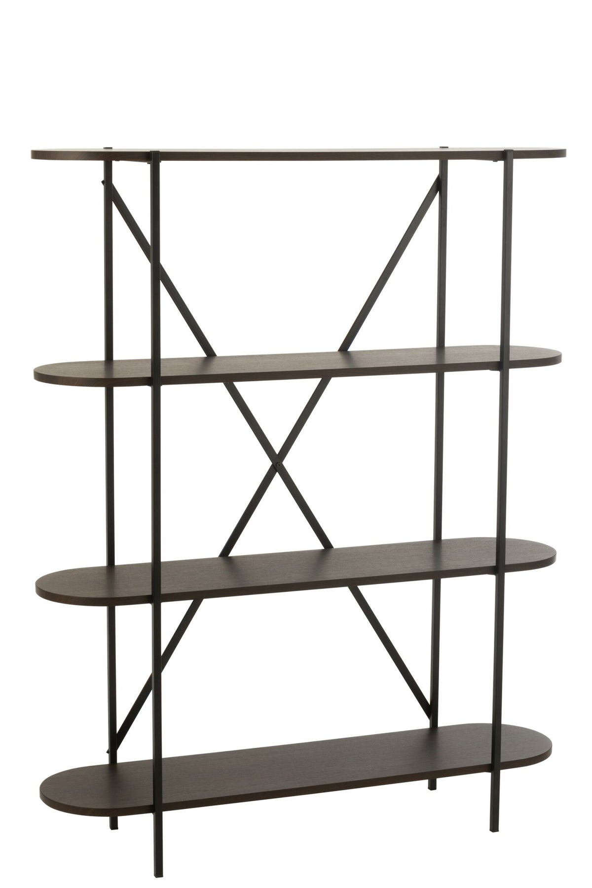 Regal Oval MDF/Metall Dunkelbraun