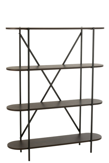 Regal Oval MDF/Metall Dunkelbraun