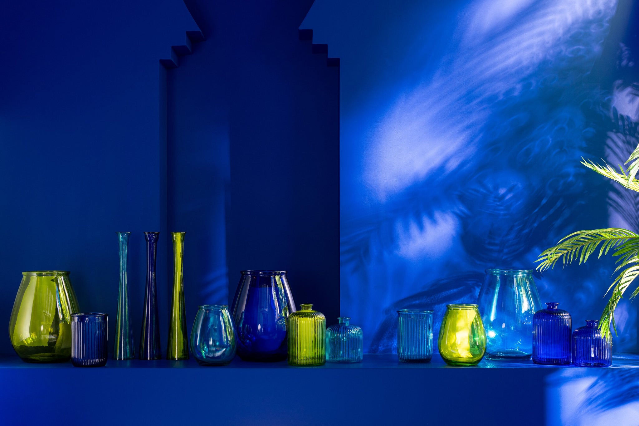 Vase Tube Glass Blue 9,5x9,5x51cm