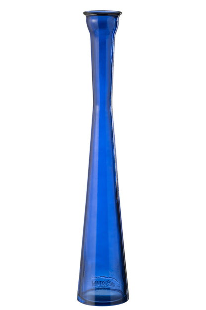 Röhrenvase aus blauem Glas, 9,5 x 9,5 x 51 cm