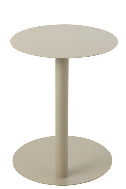 Bijzettafel Rond – metaal, beige, ø40×50 cm