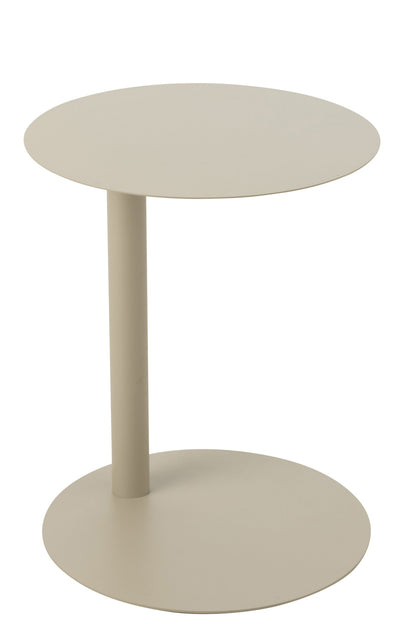 Bijzettafel Rond – metaal, beige, ø40×50 cm