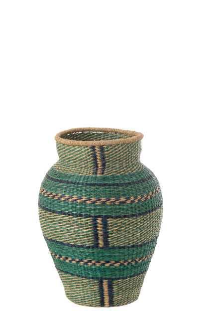 Vase Cécile Stripes Seegras Azurblau/Dunkelblau
