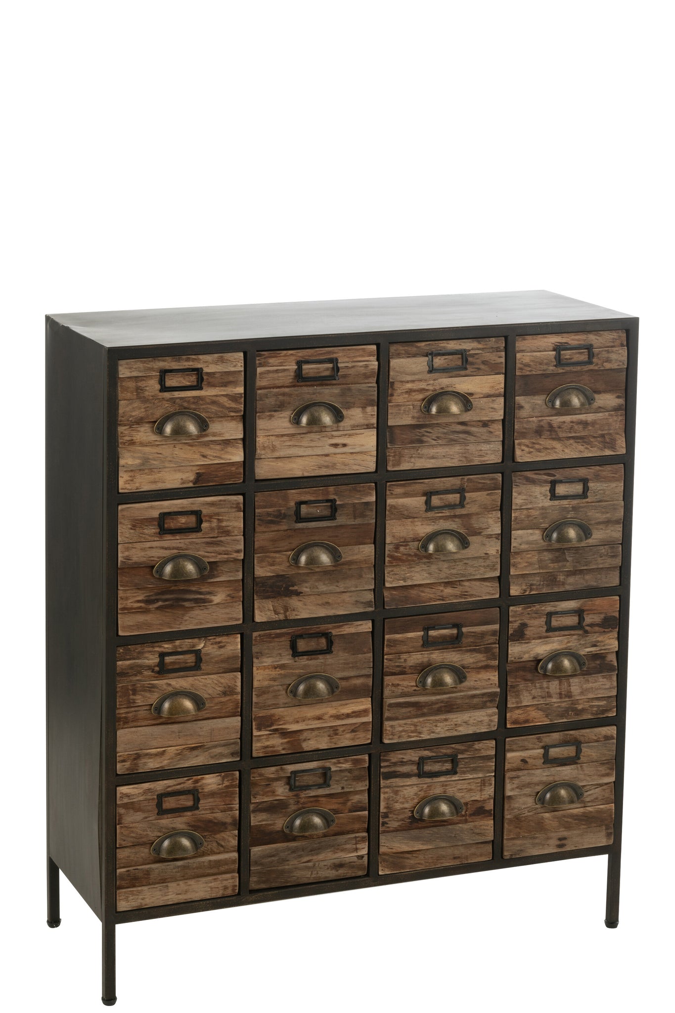 Schrank Holz Metall 16 Schubladen Industrie 80x33x92 cm