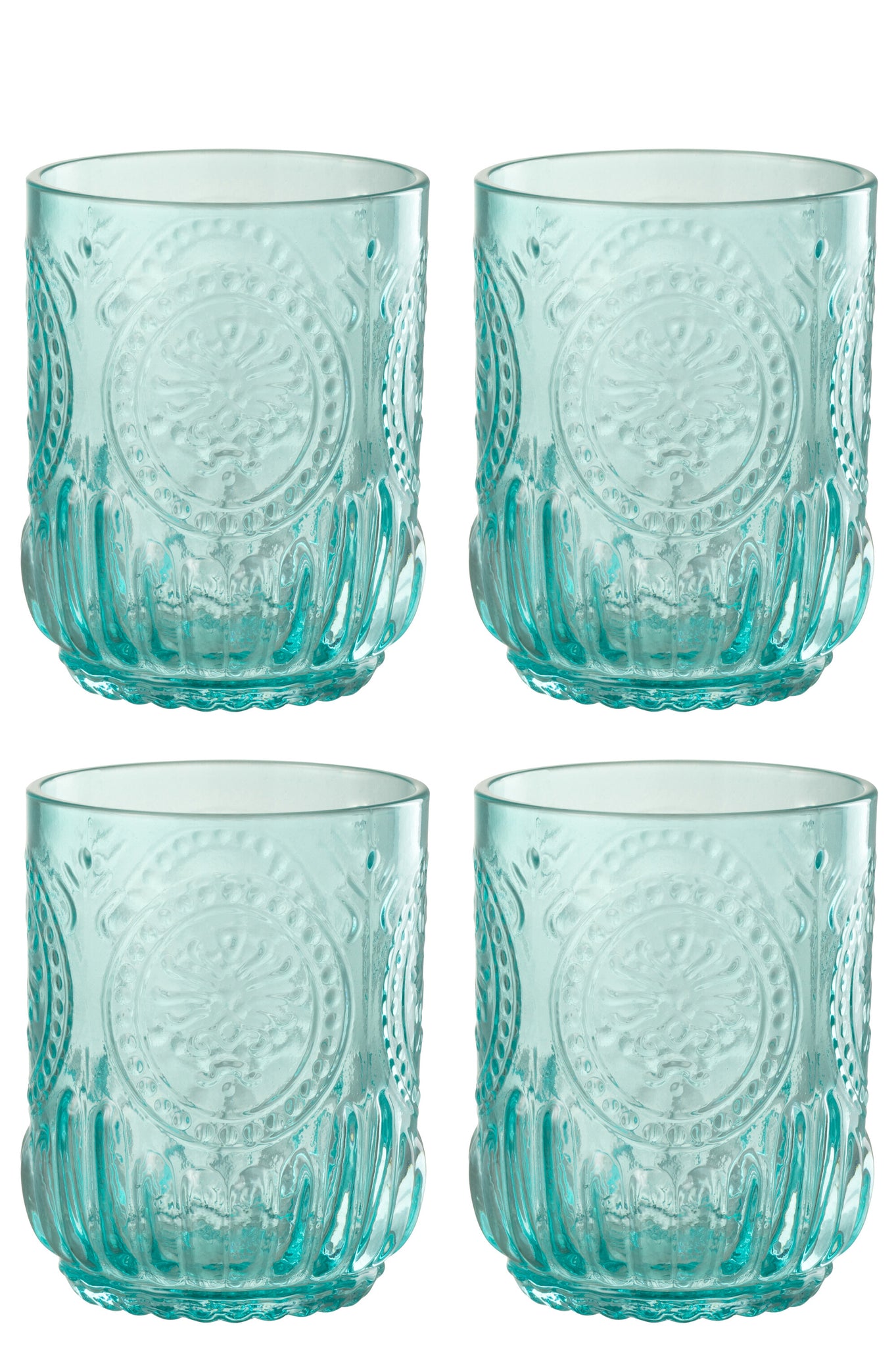 Geschenkbox mit 4 Trinkgläsern, Maya-Glas, Türkis