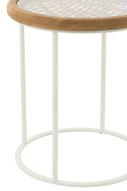 Tavolino Mati Legno di abete/Ferro Naturale/Bianco