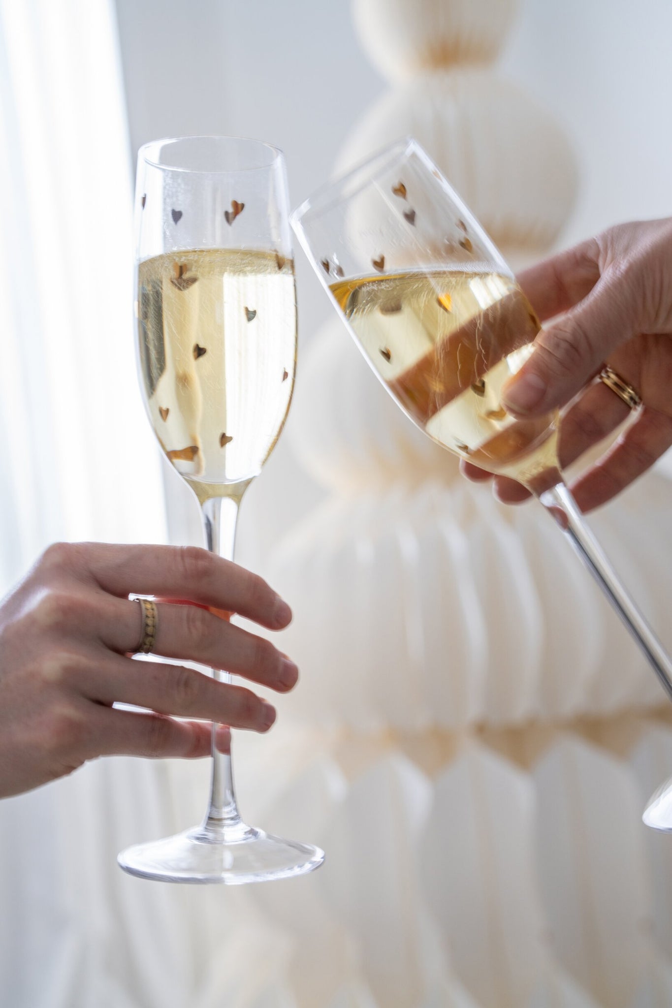 Champagne Glass Heart Glass Transparent/Gold