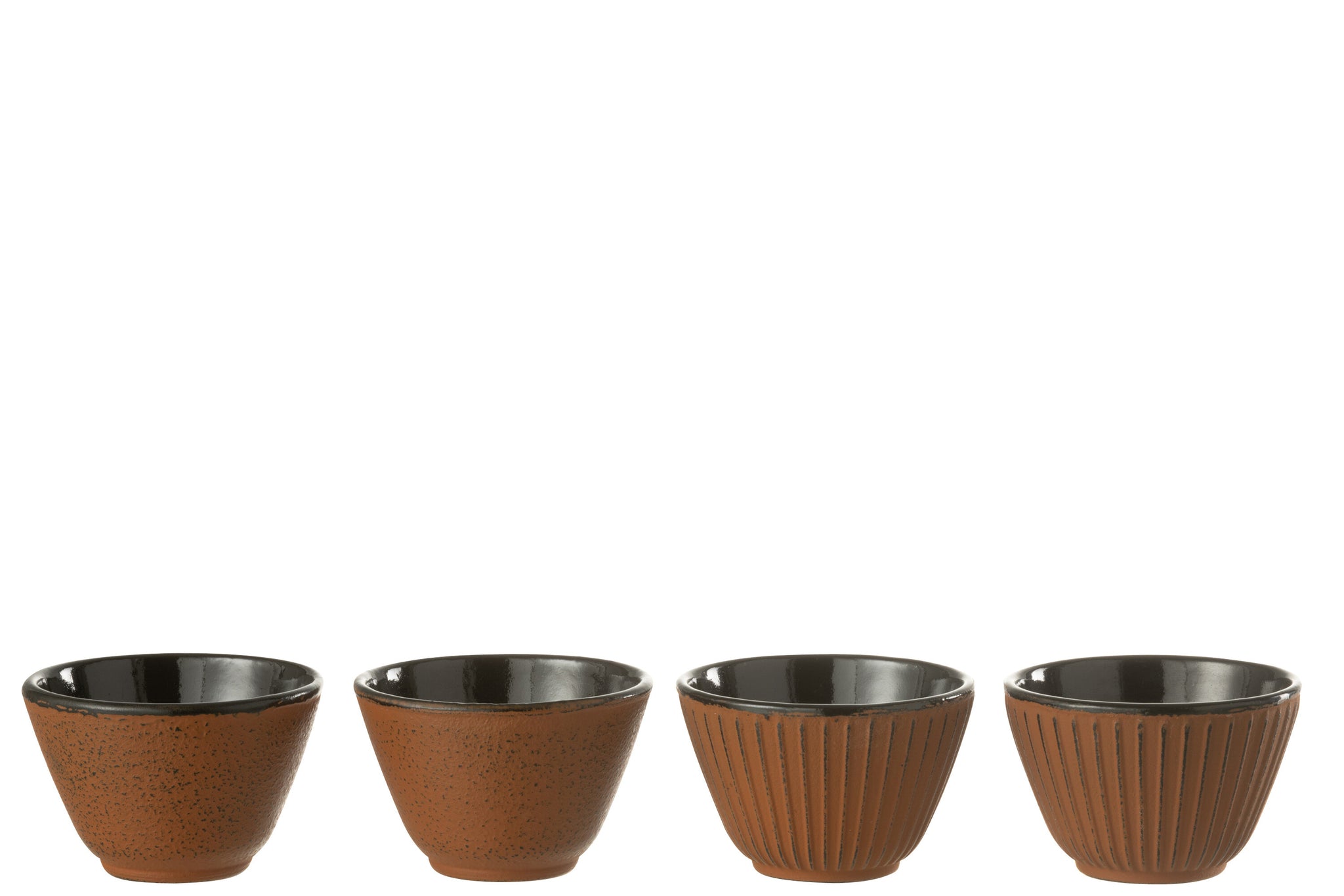 Box Of 2 Tea Cup Metal Brown Assortment 2