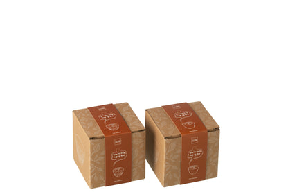 Box Of 2 Tea Cup Metal Brown Assortment 2