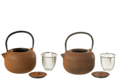 Box Of 1 Tea Pot Metal Brown Assortment 2