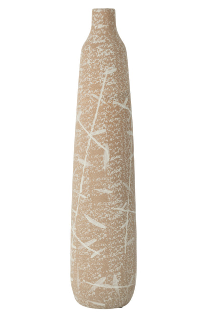 Vase Dune schmal Steinzeug Beige/Weiß Groß
