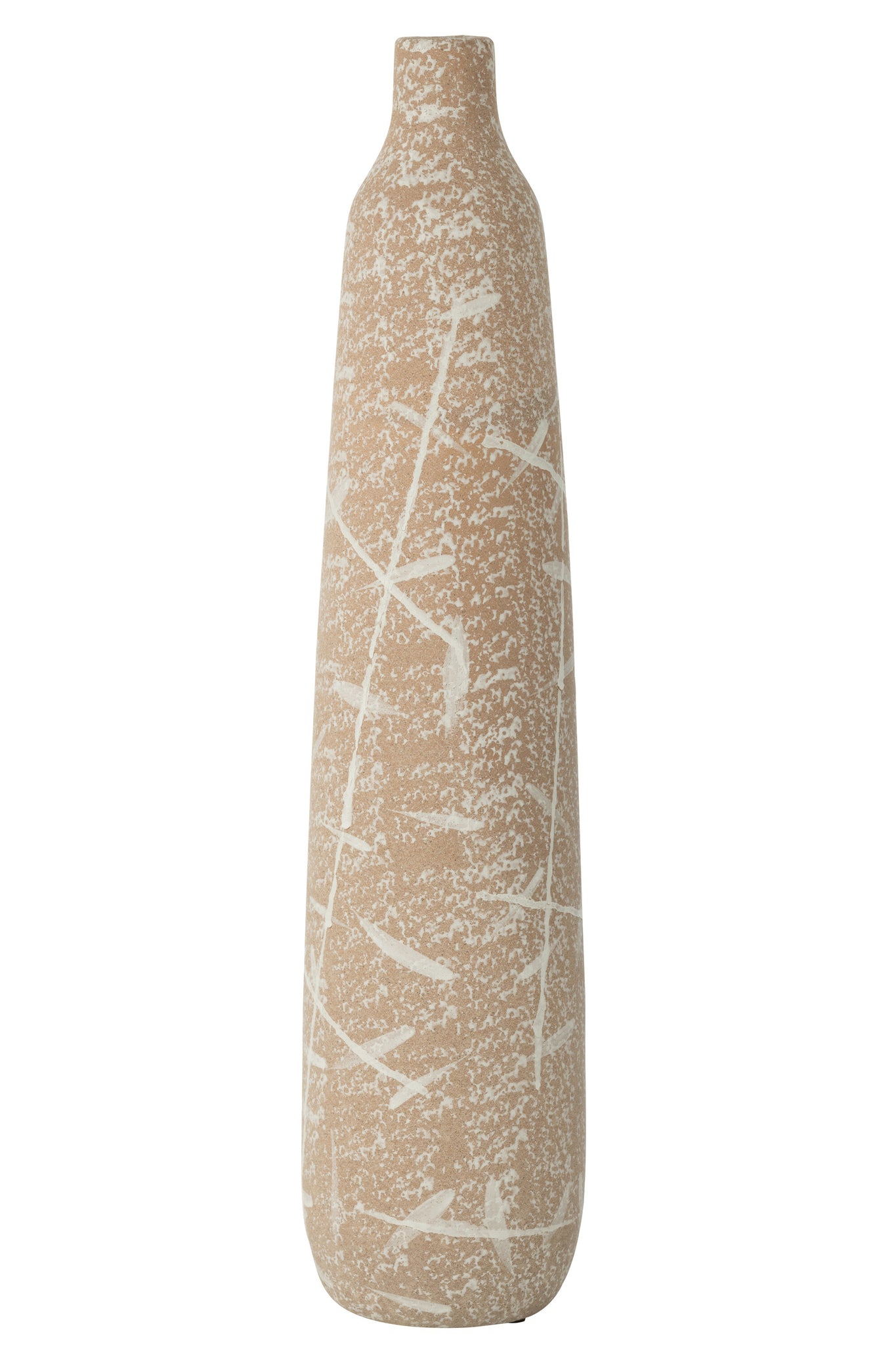 Vase Dune schmal Steinzeug Beige/Weiß Groß