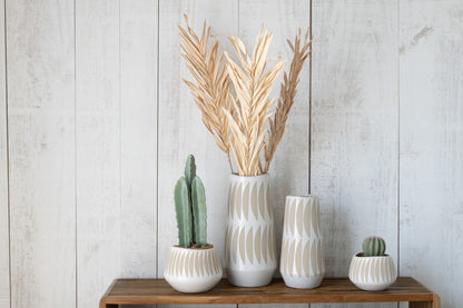 Vase Kai Steingut Beige/Weiß Klein