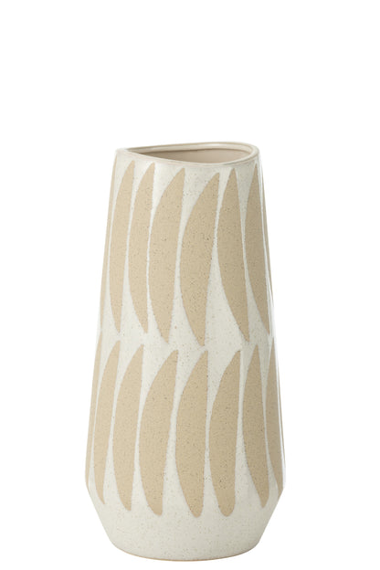 Vase Kai Steingut Beige/Weiß Klein