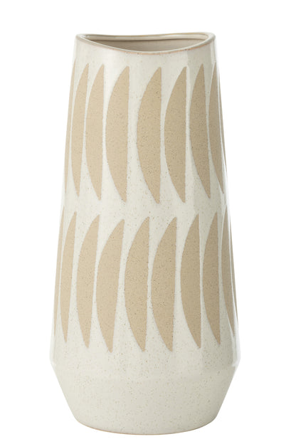 Vase Kai Steingut Beige/Weiß Groß