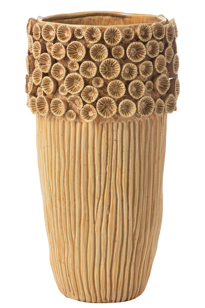 Vase Korallenfarbene, hochtonfarbene, ockerfarbene, große Vase