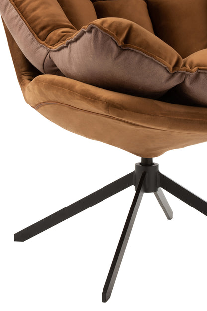 Chair Relax Cushion On Frame Textile/Metal Brown