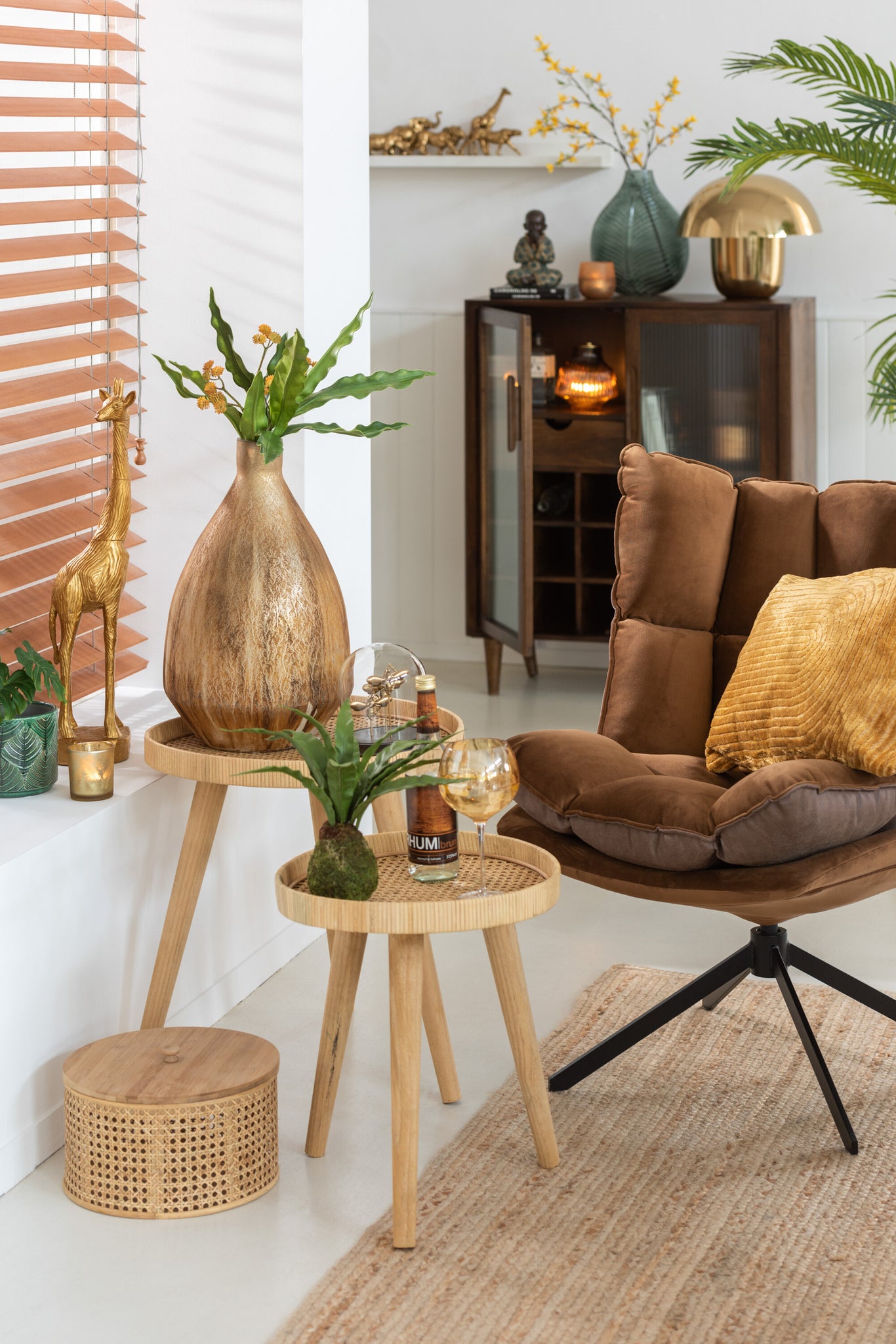 Chair Relax Cushion On Frame Textile/Metal Brown