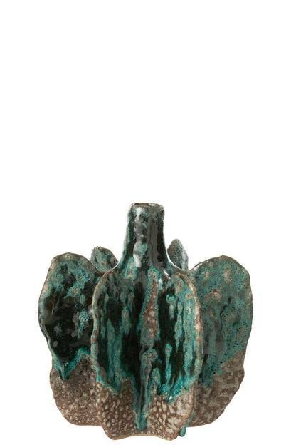 Vase Naga Keramik Azur/Braun Mittel