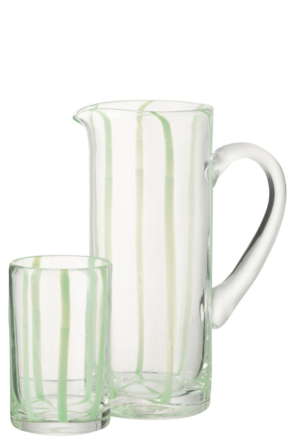 Carafe Stripes Glass Transparent/Green