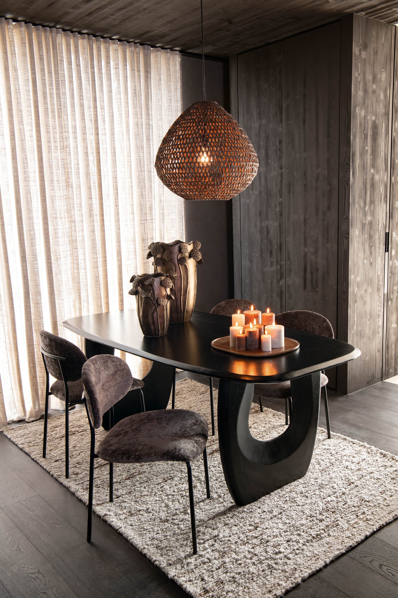 Ceiling Lamp Braided Metal Dark Natural