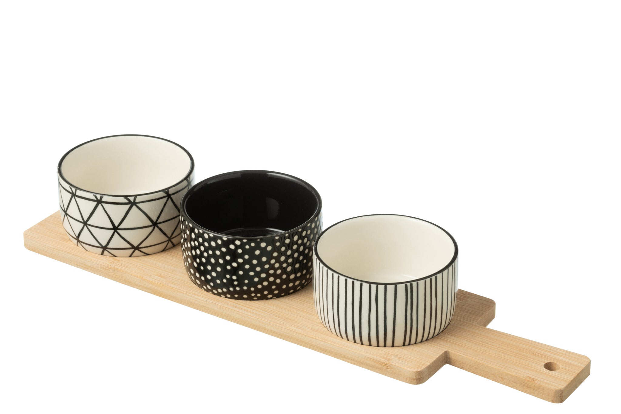 Tapas Service 3 Sets+Bamboo Tray Windowbox Black/White