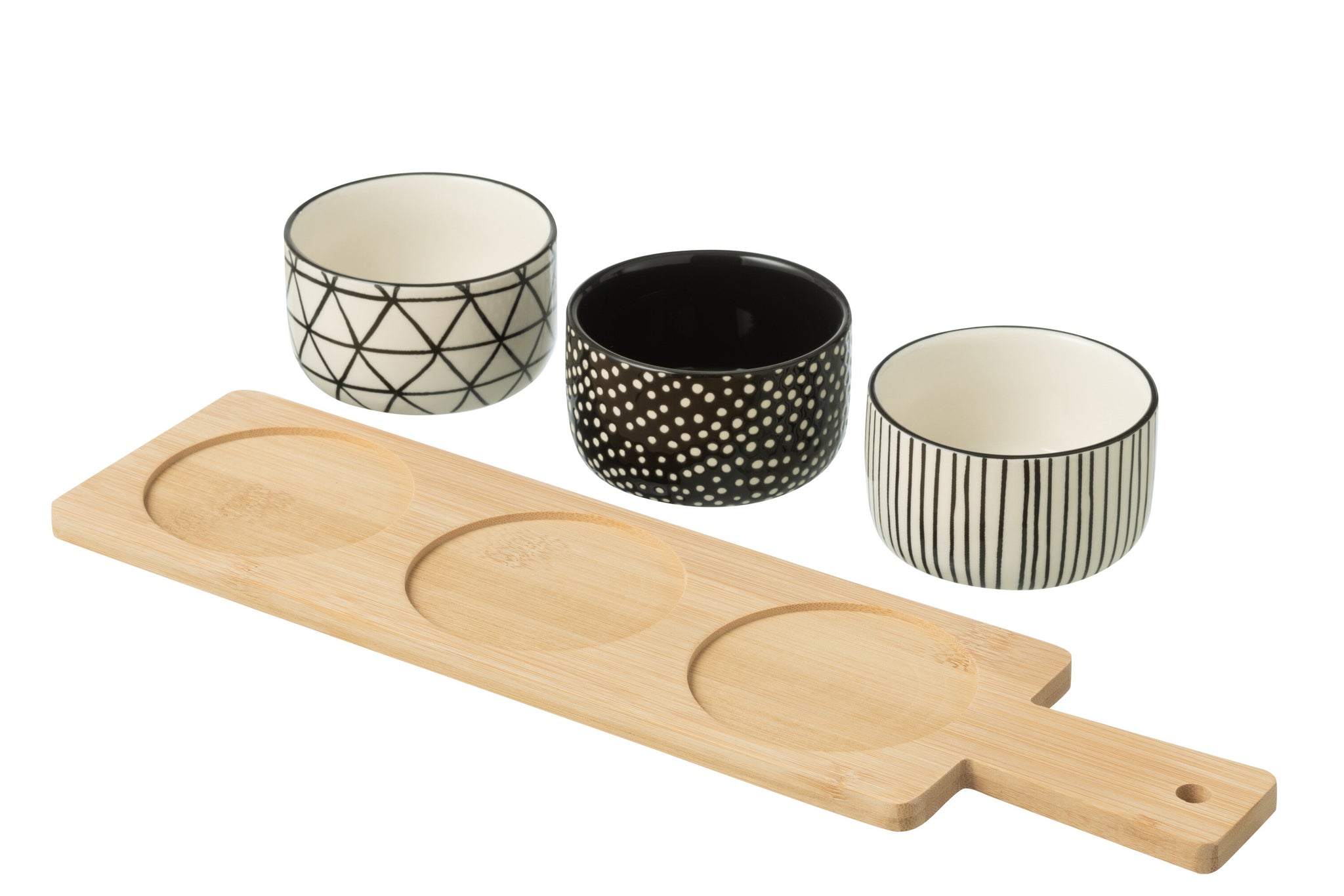 Tapas Service 3 Sets+Bamboo Tray Windowbox Black/White