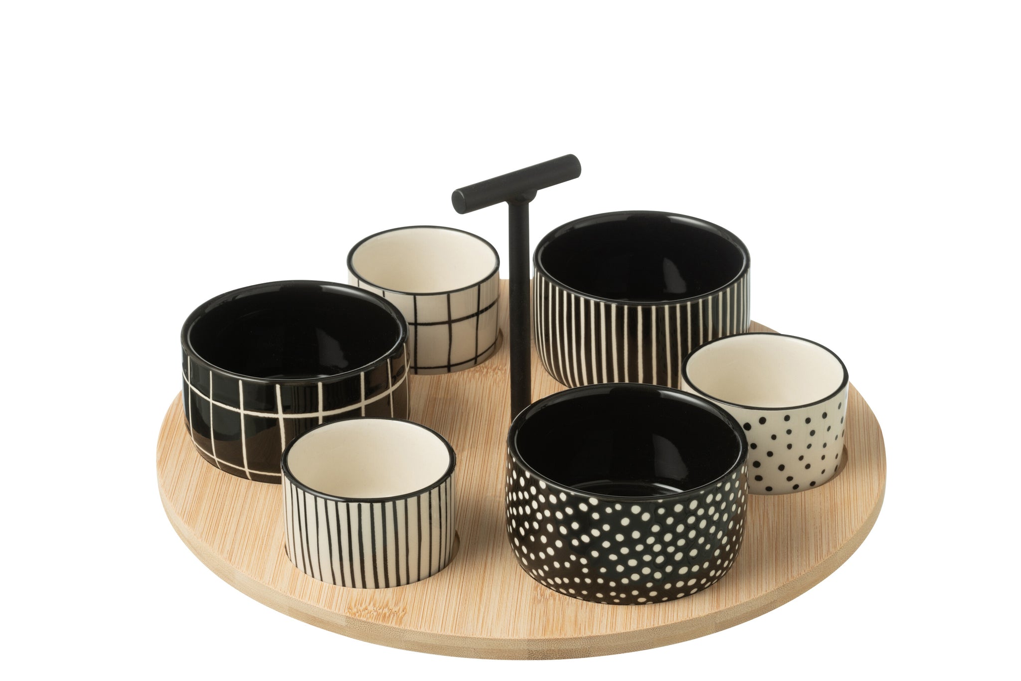 Tapas Service 6 Sets+Bamboo Tray Windowbox Black/White