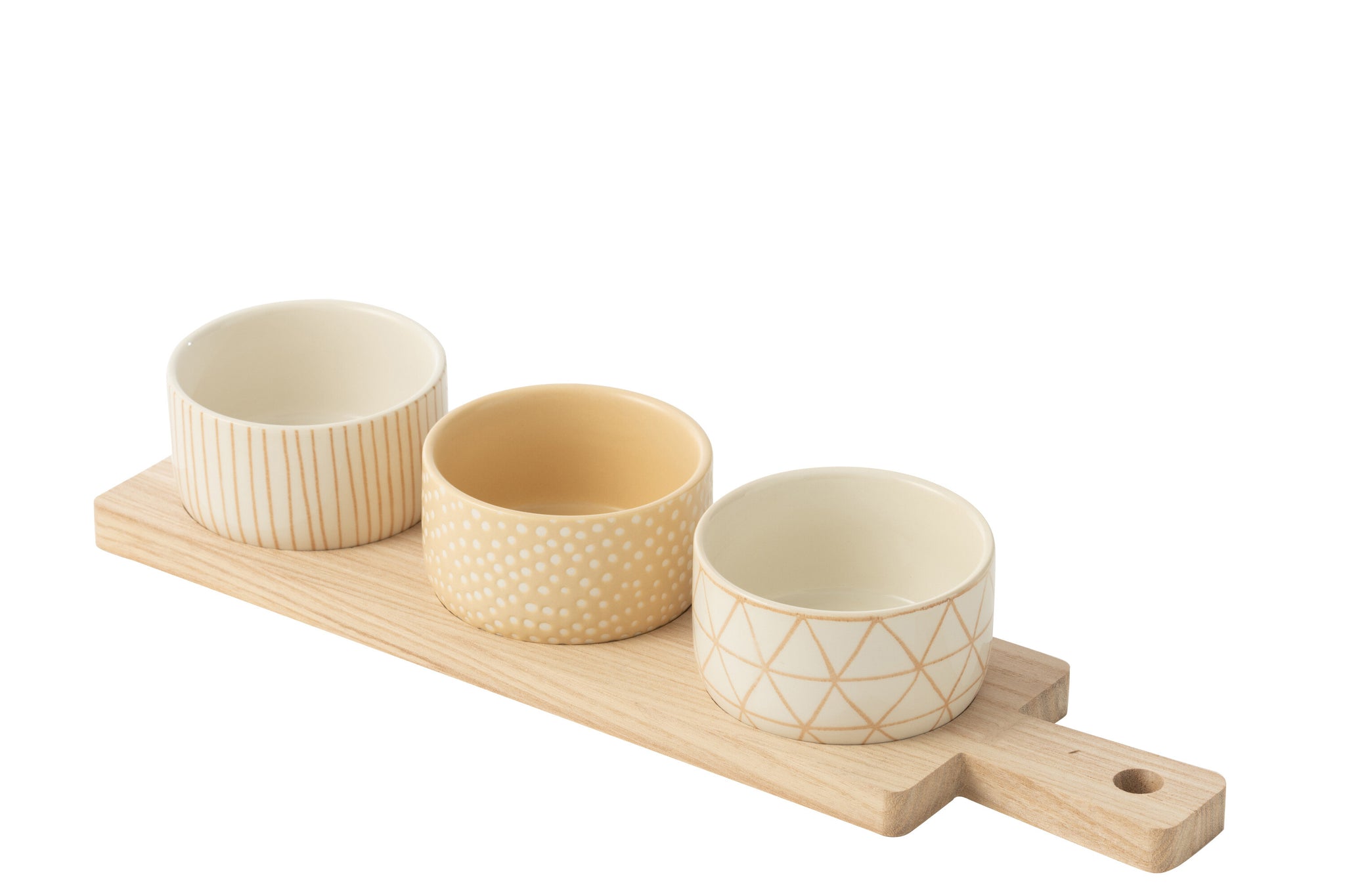 Tapas Service 3 Sets+Wood Tray Windowbox Cream/White