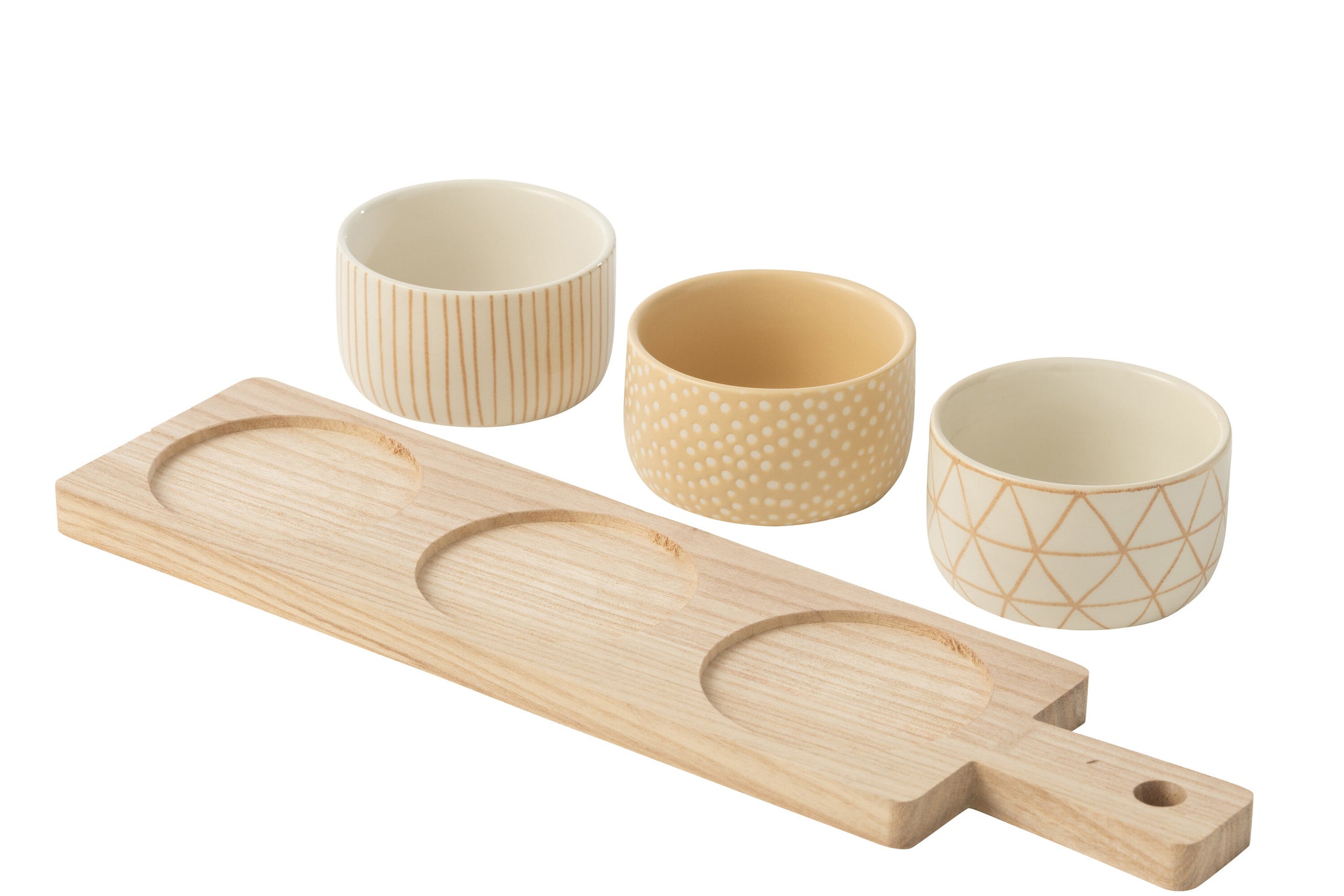 Tapas Service 3 Sets+Wood Tray Windowbox Cream/White