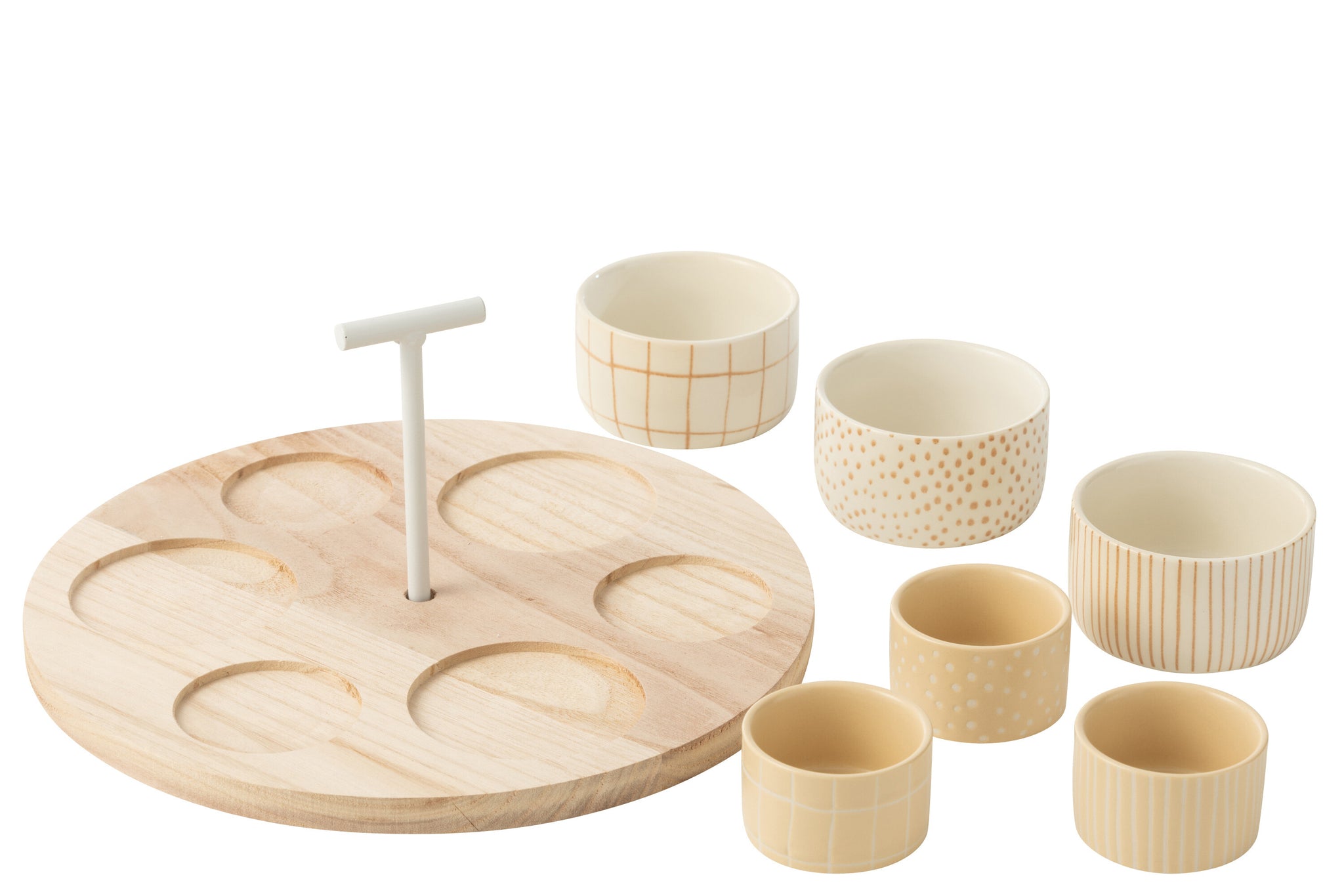 Tapas Service 6 Sets+Wood Tray Windowbox Cream/White