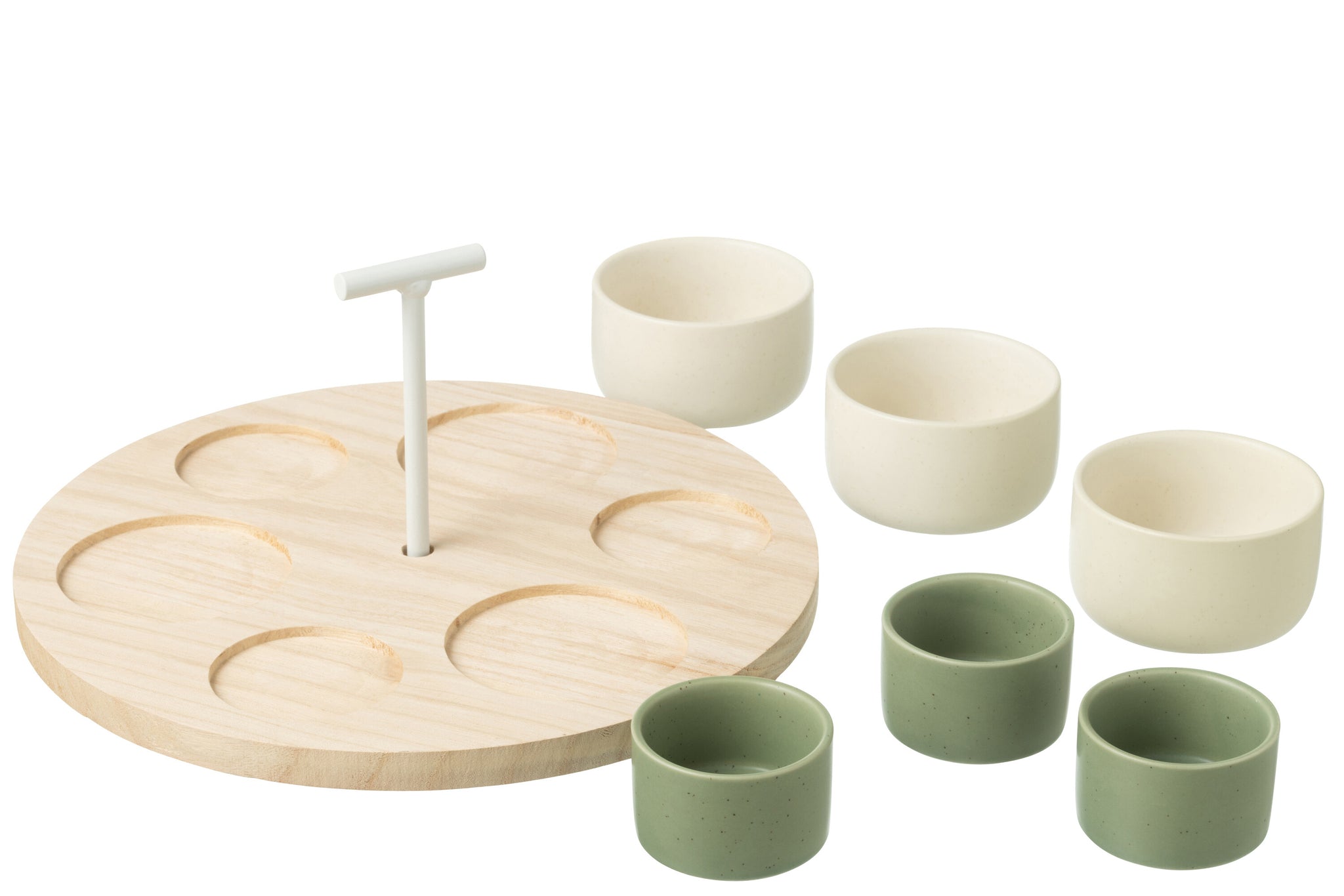 Tapas Service 6 Sets+Wood Tray Windowbox Green/White