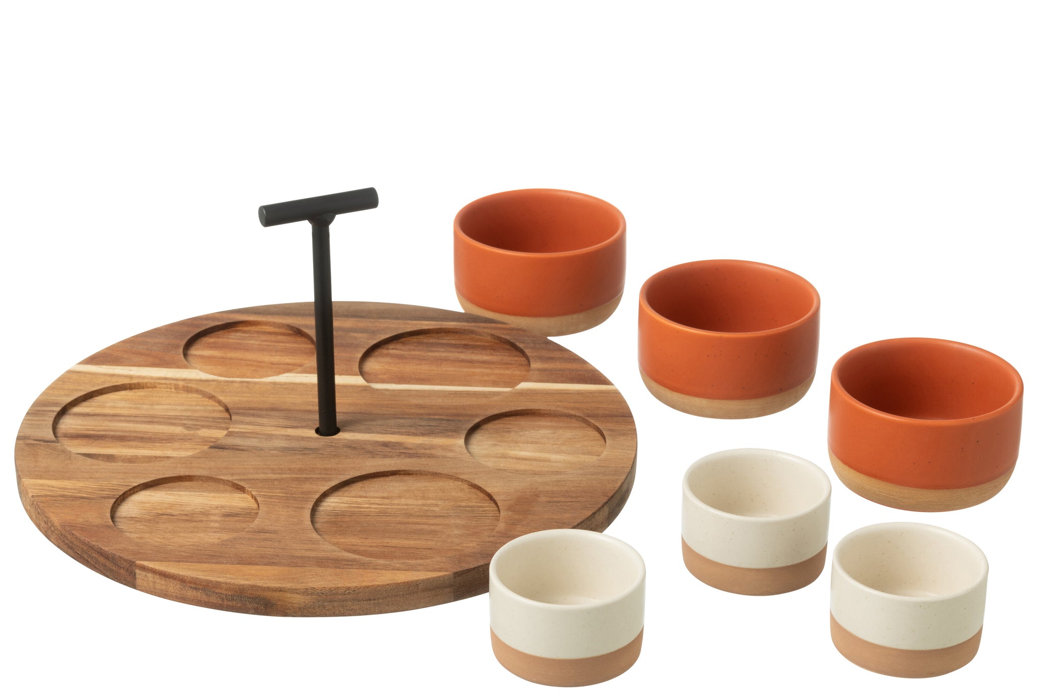 Tapas Service 6 Sets+Wood Tray Windowbox Orange/White
