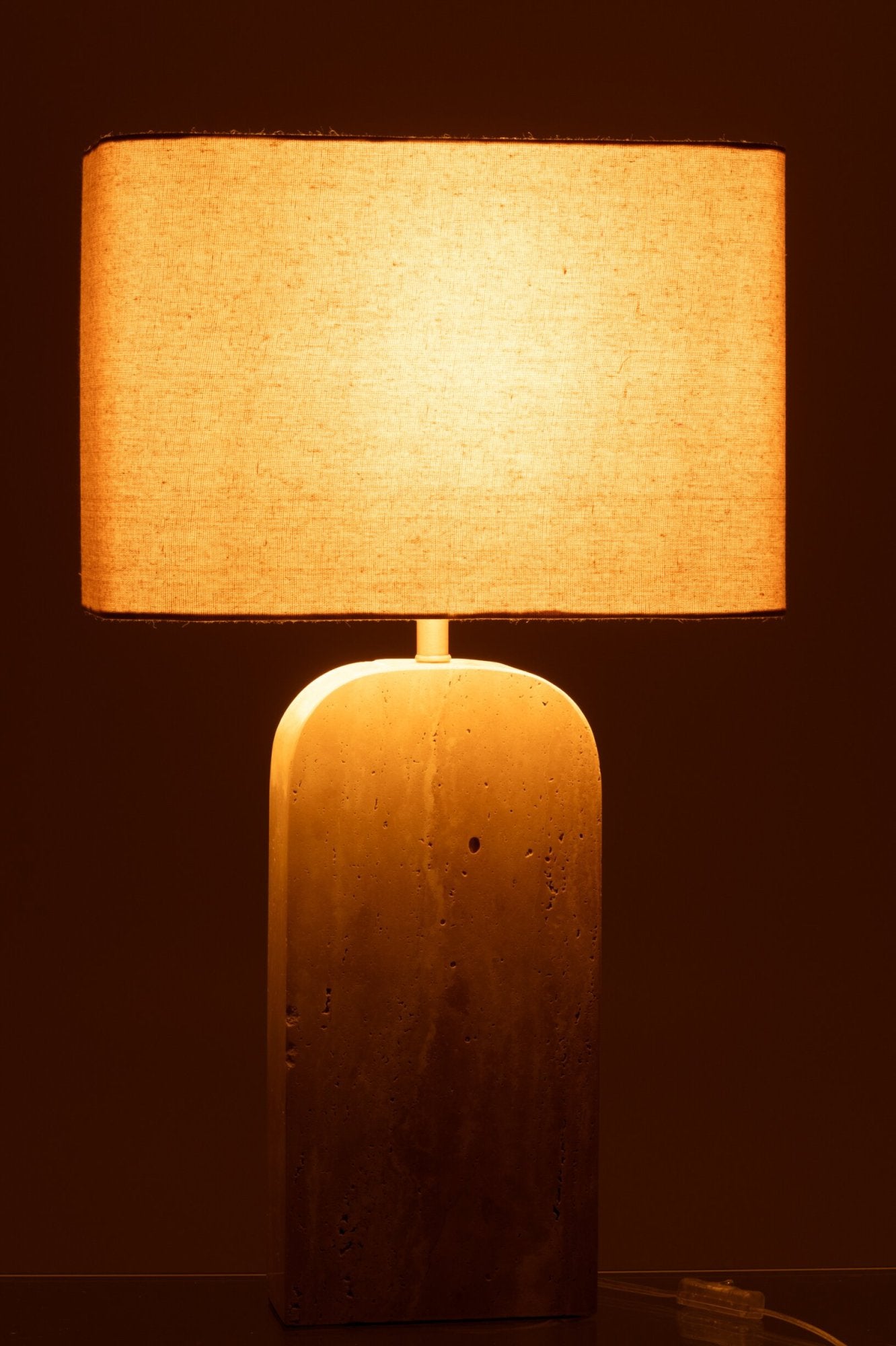 Tafellamp Travertijn – steen/linnen, beige, 20x40x71 cm
