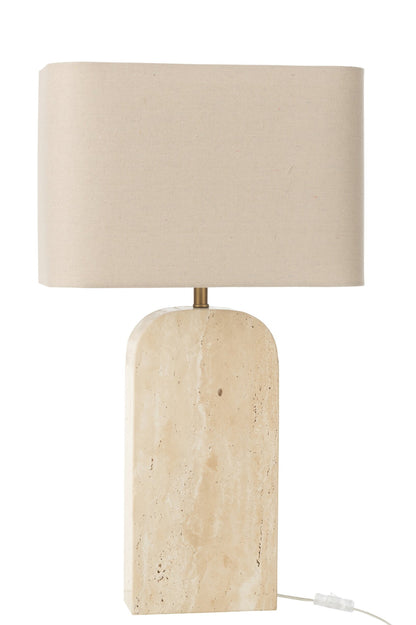 Tafellamp Travertijn – steen/linnen, beige, 20x40x71 cm
