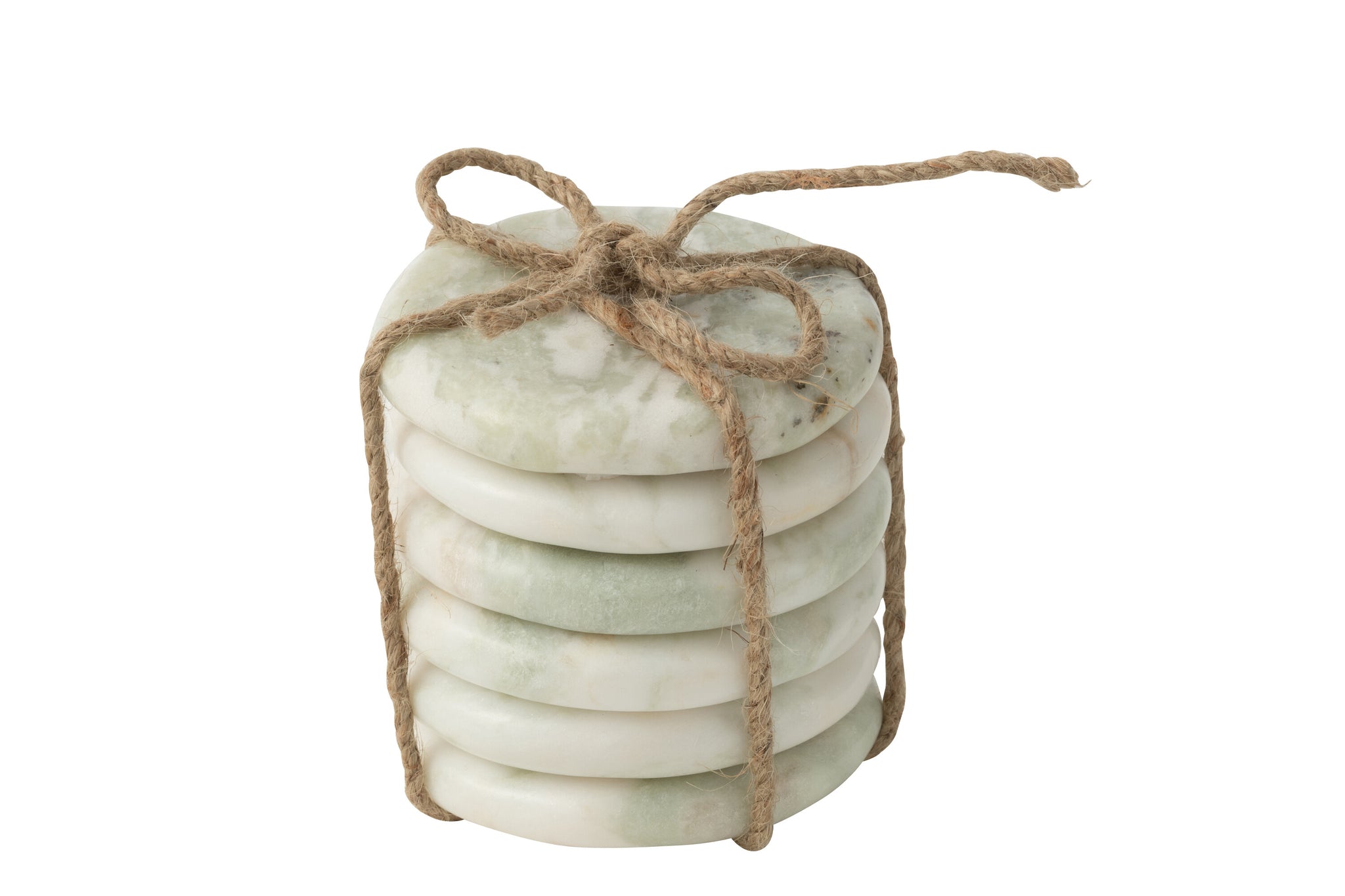 Set Of 6 Coaster Marble White Green