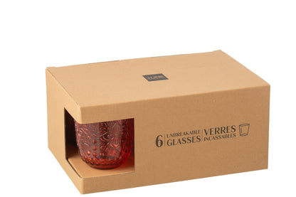 6er-Packung Trinkgläser aus Kunststoff, rot