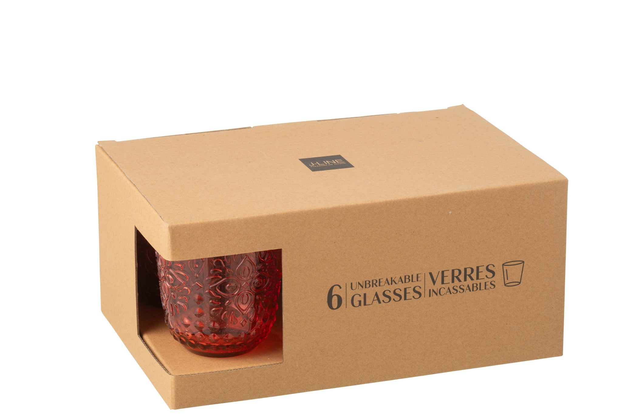 6er-Packung Trinkgläser aus Kunststoff, rot
