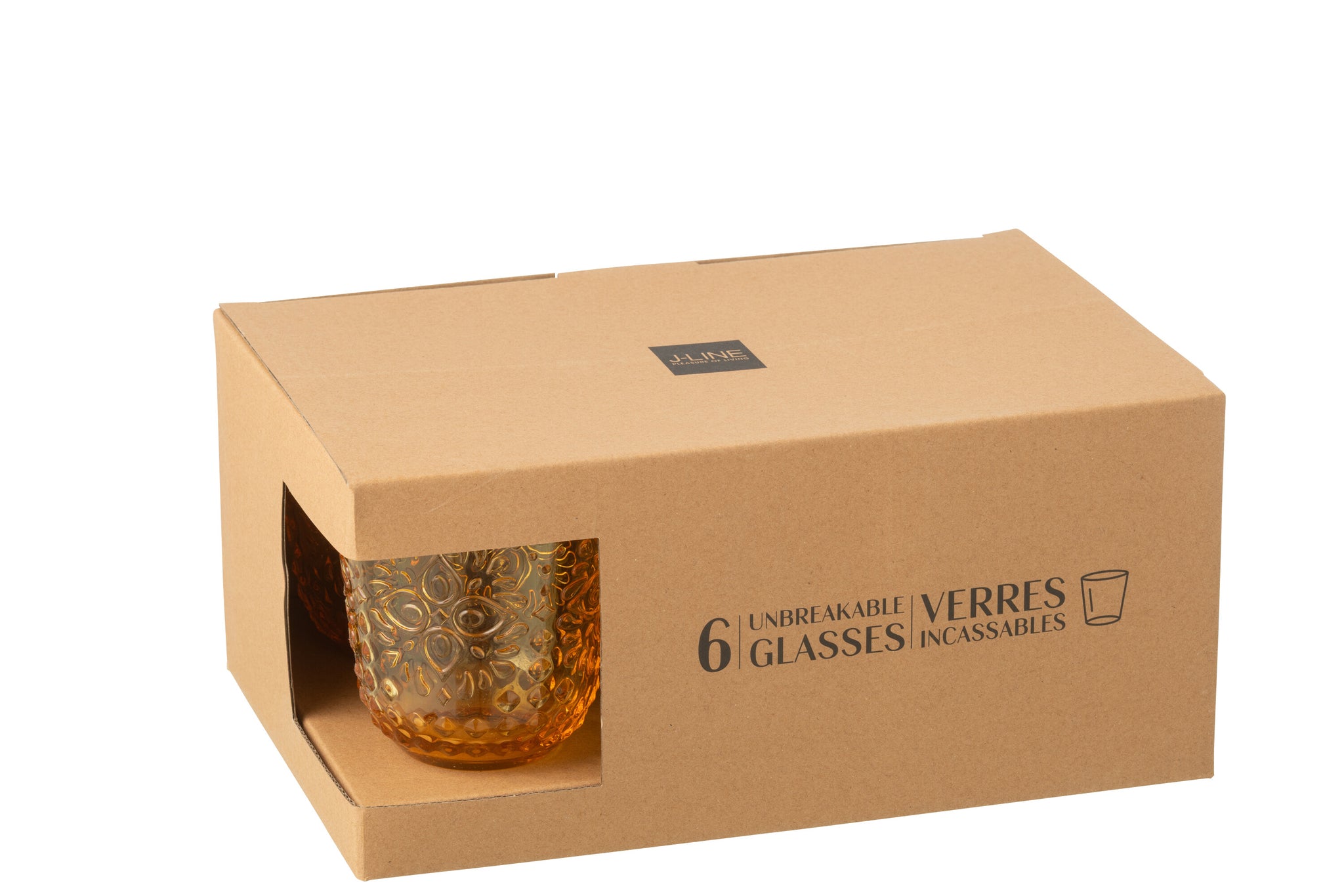 6er-Packung Trinkgläser aus Kunststoff, gelb