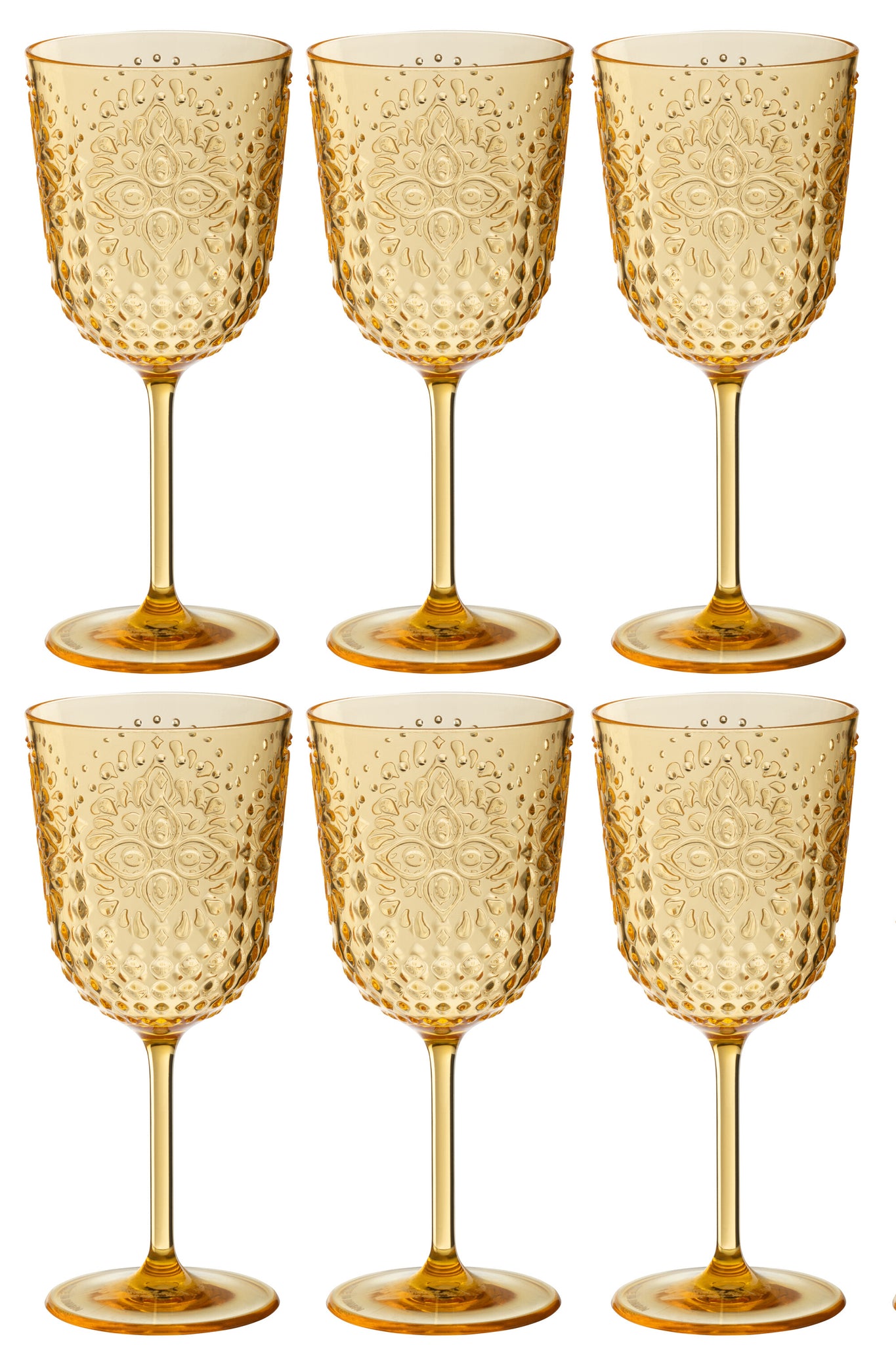 Box Of 6 Wine Glass Plastic Yellow