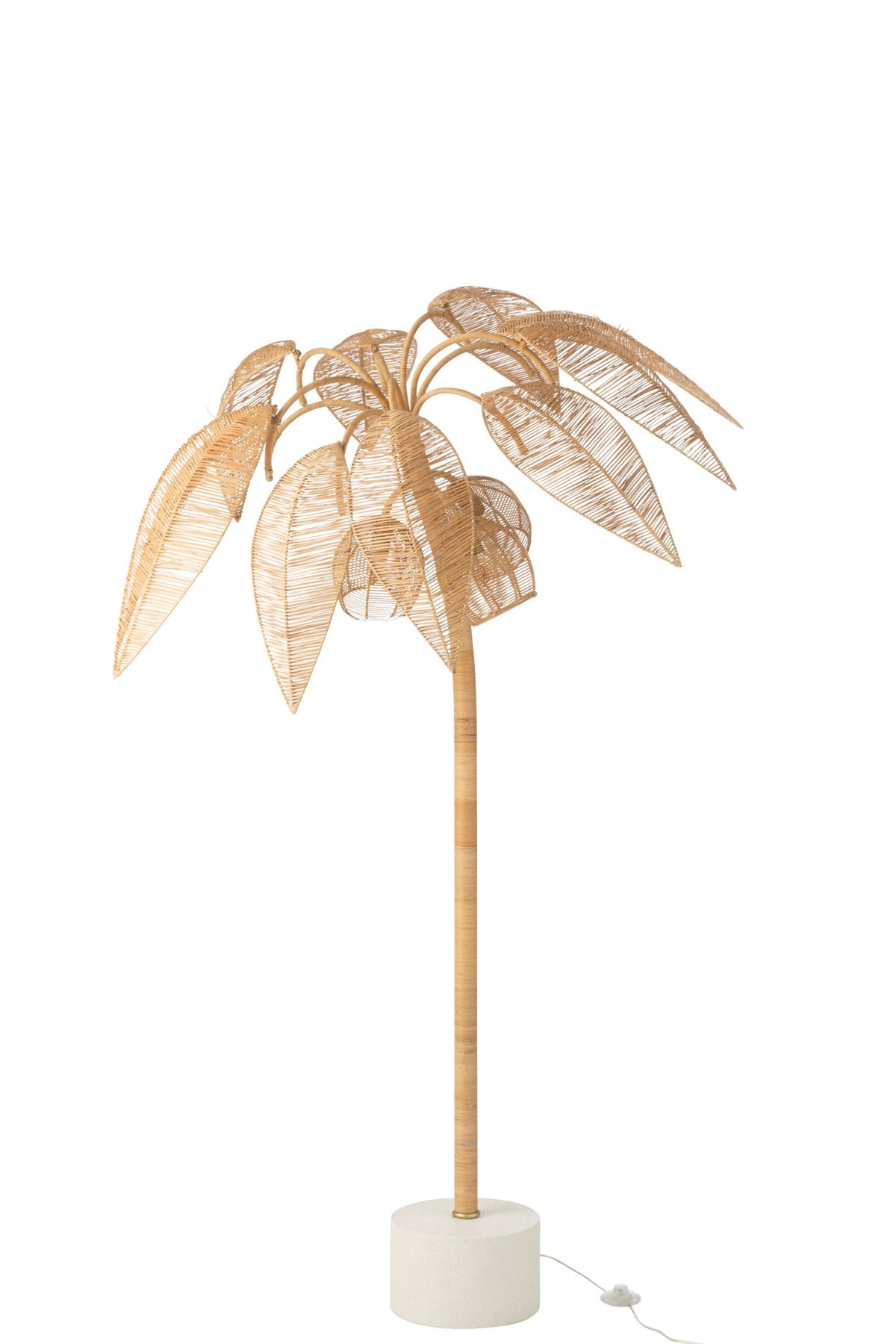 Vloerlamp kokospalm klein – rotan en staal, naturel, Ø65 x 150 cm