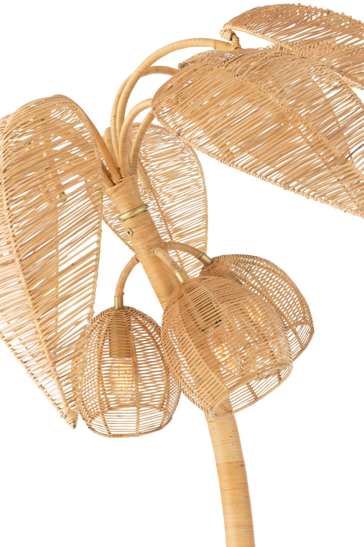 Vloerlamp kokospalm klein – rotan en staal, naturel, Ø65 x 150 cm